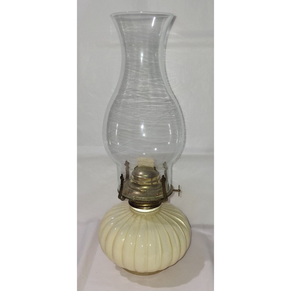 VTG Lamplight Farms Model 330 Pumpkin Ellipse Oil Lamp USA Made Hurricane Lamp